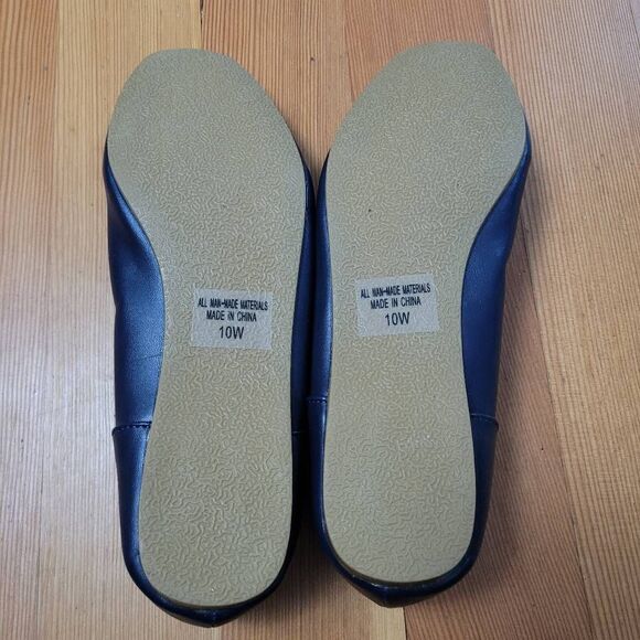 Classique navy blue square toe ballet flats size 10W minimalist neutral office - Picture 4 of 11